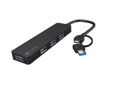 Hub USB Natec Mayfly 4xUSB 3.0 czarny USB-C + Adapter USB-A Natec Hub USB Natec Mayfly 4xUSB 3.0 czarny USB-C + Adapter USB-A Natec