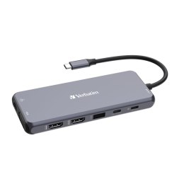 Hub USB Verbatim Multi Port CMH-14: 1x USB-C PD, 3xUSB-A 3.0, 1xUSB-C 3.0, 2xUSB-A 2.0, 2xHDMI, VGA, RJ-45, SD/microSD, audio Verbatim