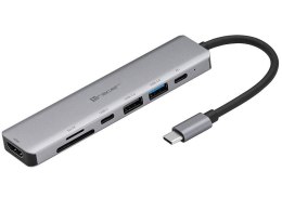 Kabel adapter 7w1 Tracer A-2, USB Type-C z czytnikiem kart, HDMI 4K, USB 3.0, PDW 60W Tracer