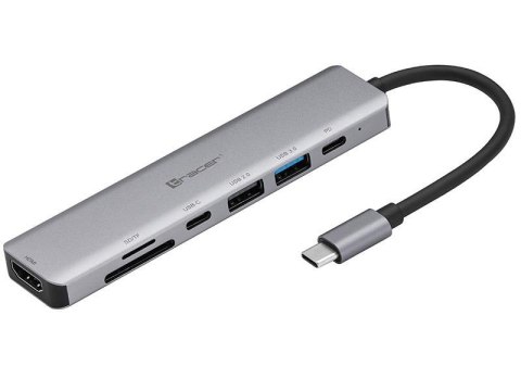 Kabel adapter 7w1 Tracer A-2, USB Type-C z czytnikiem kart, HDMI 4K, USB 3.0, PDW 60W Tracer Kabel adapter 7w1 Tracer A-2, USB Type-C z czytnikiem kart, HDMI 4K, USB 3.0, PDW 60W Tracer