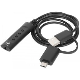 Karta dźwiękowa zewnętrzna Manhattan USB-C/A Audio Stereo 3.5mm TRRS 1m Manhattan