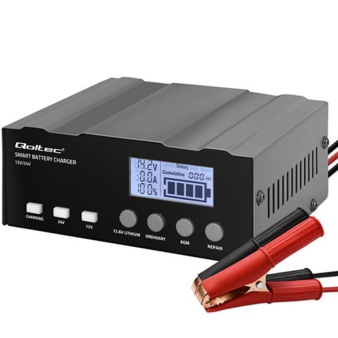 Ładowarka inteligentna Qoltec mikroprocesorowa 12V | 12.6V | 24V | Prostownik z funkcją naprawy do akumulatora AGM GEL LiFePO4 | Qoltec Ładowarka inteligentna Qoltec mikroprocesorowa 12V | 12.6V | 24V | Prostownik z funkcją naprawy do akumulatora AGM GEL LiFePO4 | Qoltec