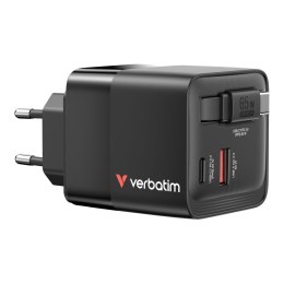 Ładowarka ścienna Verbatim GaN 65W 1xUSB-C PD 3.0 1xUSB-A QC 3.0 z kablem USB-C PD 65W Verbatim
