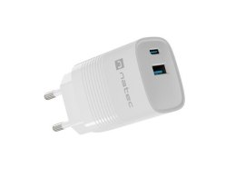 Ładowarka sieciowa, Ładowarka do laptopa Natec Ribera Gan 1x USB-A + 1x USB-C 30W biała Natec