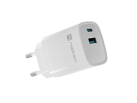 Ładowarka sieciowa, Ładowarka do laptopa Natec Ribera Gan 1x USB-A + 1x USB-C 30W biała Natec Ładowarka sieciowa, Ładowarka do laptopa Natec Ribera Gan 1x USB-A + 1x USB-C 30W biała Natec