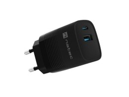 Ładowarka sieciowa, Ładowarka do laptopów Natec Ribera Gan 1x USB-A + 1x USB-C 30W czarna Natec