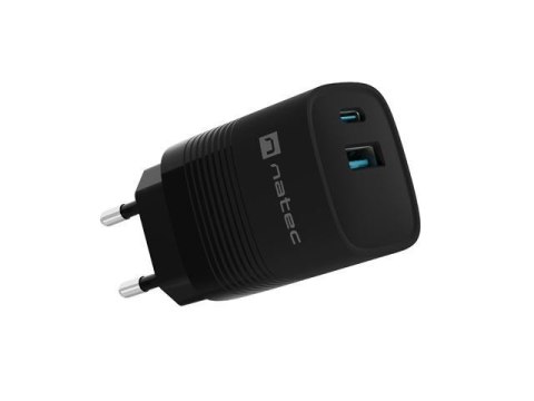 Ładowarka sieciowa, Ładowarka do laptopów Natec Ribera Gan 1x USB-A + 1x USB-C 30W czarna Natec Ładowarka sieciowa, Ładowarka do laptopów Natec Ribera Gan 1x USB-A + 1x USB-C 30W czarna Natec