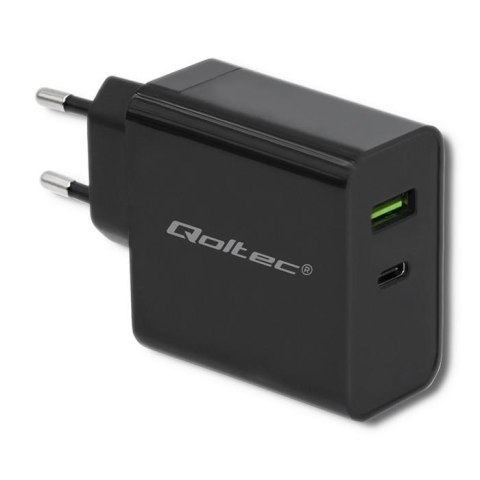 Ładowarka sieciowa Qoltec 45W | 5-20V | 2.25-3A | USB typ C PD | USB | Czarna Qoltec