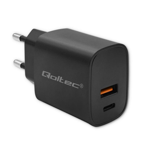 Ładowarka sieciowa Qoltec GaN POWER PRO | 1xUSB-C | 1xUSB | 30W | 5-20V | 1.5-3A | Czarna Qoltec