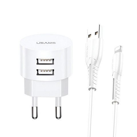 Ładowarka sieciowa Usams T20 2,1A 2xUSB+kabel Lightning - biała USAMS Ładowarka sieciowa Usams T20 2,1A 2xUSB+kabel Lightning - biała USAMS
