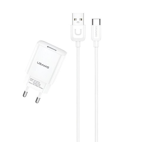 Ładowarka sieciowa Usams T21 2,1A 1xUSB + kabel USB-C - biała USAMS