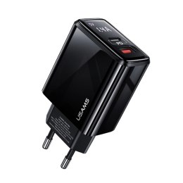 Ładowarka sieciowa Usams T40 20W 1xUSB-C PD 3.0 + 1xUSB-A QC 3.0 Fast Charging bez kabla - czarna USAMS