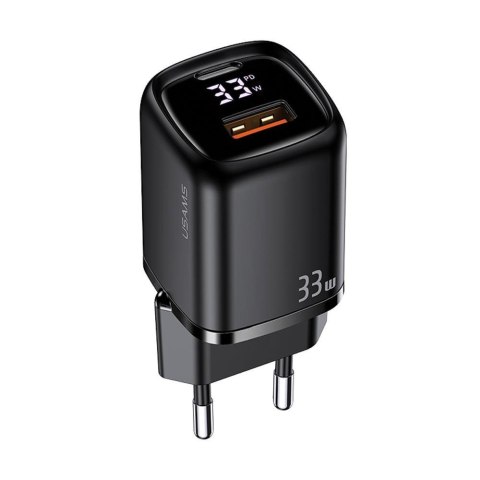 Ładowarka sieciowa Usams T46 33W 1xUSB-C + 1xUSB PD 3.0 QC 3.0 bez kabla - czarna USAMS Ładowarka sieciowa Usams T46 33W 1xUSB-C + 1xUSB PD 3.0 QC 3.0 bez kabla - czarna USAMS