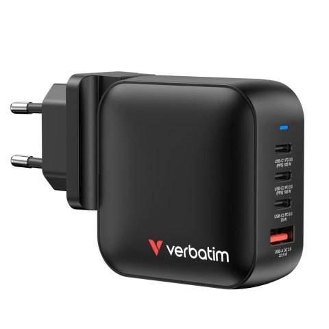 Ładowarka sieciowa Verbatim Mini GaN 100W 3xUSB-C PD 1xUSB-A QC 3.0 Verbatim Ładowarka sieciowa Verbatim Mini GaN 100W 3xUSB-C PD 1xUSB-A QC 3.0 Verbatim