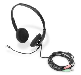Słuchawki z mikrofonem DIGITUS 2x mini jack 3,5mm, redukcja szumów, kabel 1,95m Digitus