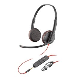 Słuchawki z mikrofonem Poly Blackwire 3225 Stereo USB-C + 3,5mm jack + adapter USB-C/A (Bulk) Poly