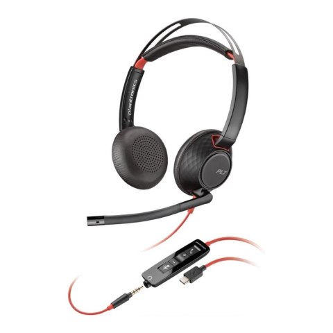 Słuchawki z mikrofonem Poly Blackwire 5220 Stereo USB-C Headset + 3,5mm jack + adapter USB-C/A Poly Słuchawki z mikrofonem Poly Blackwire 5220 Stereo USB-C Headset + 3,5mm jack + adapter USB-C/A Poly