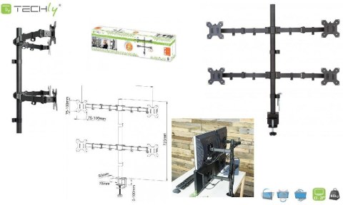 Uchwyt biurkowy Techly 13"-27", 4x10kg regulowany Techly Uchwyt biurkowy Techly 13"-27", 4x10kg regulowany Techly