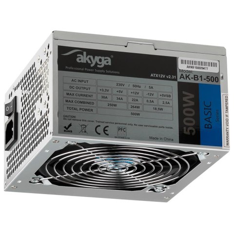 Zasilacz ATX 500W Akyga Basic AK-B1-500E Fan12cm P4 3xSATA AKYGA Zasilacz ATX 500W Akyga Basic AK-B1-500E Fan12cm P4 3xSATA AKYGA