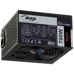 Zasilacz ATX 700W Akyga AK-B1-700BE BLACK EDITION P4+4 PCI-E 6 pin i 6+2 pin 5x SATA PPFC FAN 12cm AKYGA