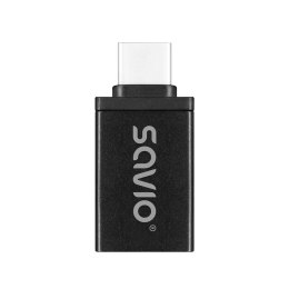 Adapter USB-A 3.1 (F)-USB-C 3.1 (M), SAVIO AK-80, Czarny Savio