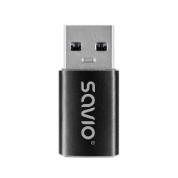 Adapter USB-C 3.1 (F) Savio AK-81 USB-A 3.1 (M), Czarny Savio