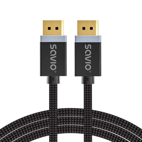 Kabel DisplayPort v1.4 Savio CL-176 (M/M), 8K, 3m, miedź, bawełniany oplot, czarny Savio Kabel DisplayPort v1.4 Savio CL-176 (M/M), 8K, 3m, miedź, bawełniany oplot, czarny Savio