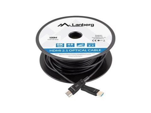 Kabel HDMI Lanberg M/M v2.1 100m 8K czarny optyczny AOC LANBERG Kabel HDMI Lanberg M/M v2.1 100m 8K czarny optyczny AOC LANBERG
