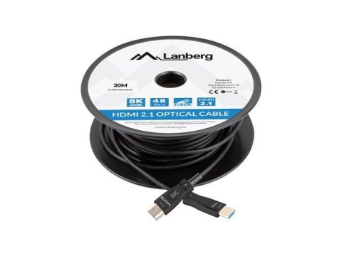 Kabel HDMI Lanberg M/M v2.1 30m 8K czarny optyczny AOC LANBERG Kabel HDMI Lanberg M/M v2.1 30m 8K czarny optyczny AOC LANBERG