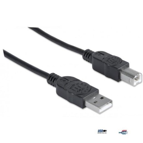 Kabel Manhattan USB 2.0 A-B M/M, 3m, czarny Manhattan Kabel Manhattan USB 2.0 A-B M/M, 3m, czarny Manhattan