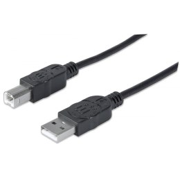 Kabel Manhattan USB 2.0 AM-BM do drukarki, ekaranowany 5m czarny Manhattan