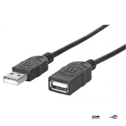 Kabel Manhattan przedłużacz USB 2.0 A-A M/F 0,5m, czarny Manhattan