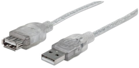 Kabel Manhattan przedłużacz USB 2.0 A-A M/F 4,5m, srebrny Manhattan Kabel Manhattan przedłużacz USB 2.0 A-A M/F 4,5m, srebrny Manhattan