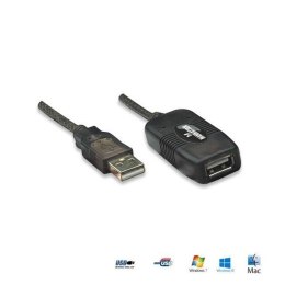 Kabel Manhattan przedłużacz USB 2.0 A-A M/F aktywny, 10m, czarny Manhattan