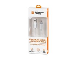 Kabel Natec Extreme Media micro USB-B - USB-A M/M 1m srebrny LED Natec