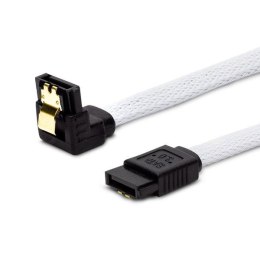 Kabel SATA III SAVIO GAK-07 0,5m, oplot biały, kątowy, złote zatrzaski Savio