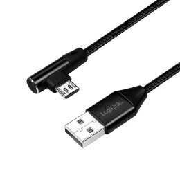 Kabel USB 2.0 LogiLink CU0142 USB A - micro USB B, M/M, kątowy, czarny 1m LogiLink