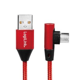 Kabel USB 2.0 LogiLink CU0150 USB A - micro USB B, M/M, kątowy, czerwony 1m LogiLink
