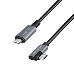 Kabel USB 2.0 LogiLink CU0182 USB-C - USB-C, M/M, kątowy, czarno/szary, 1m LogiLink