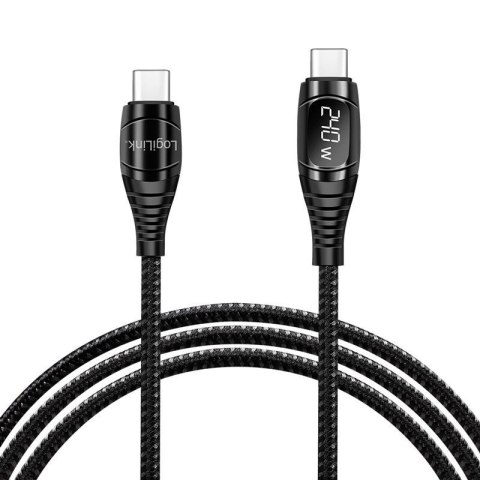 Kabel USB 2.0 LogiLink CU0185 USB-C - USB-C, M/M, z wyświetlaczem, czarny, 2m LogiLink Kabel USB 2.0 LogiLink CU0185 USB-C - USB-C, M/M, z wyświetlaczem, czarny, 2m LogiLink