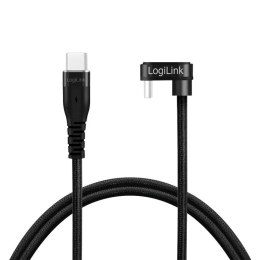 Kabel USB 2.0 LogiLink CU0191 USB-C - USB-C, M/M, kątowy, czarny, 2m LogiLink