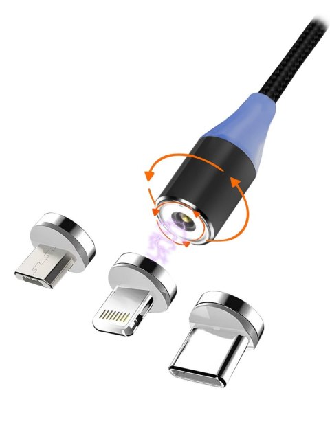 Kabel USB 2.0 Msonic MLU657 3A 3w1 Mircro USB/USB C/Lightning magnetyczny 1m czarny Msonic Kabel USB 2.0 Msonic MLU657 3A 3w1 Mircro USB/USB C/Lightning magnetyczny 1m czarny Msonic