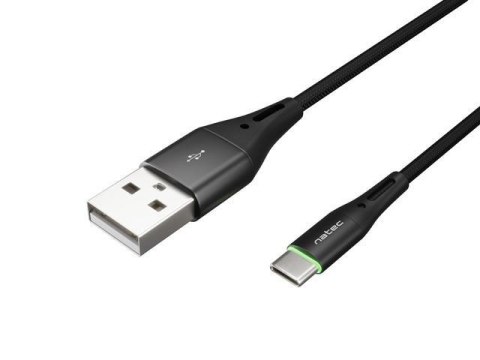 Kabel USB 2.0 Type-C(M) - AM 1m oplot czarny led Natec Prati Natec Kabel USB 2.0 Type-C(M) - AM 1m oplot czarny led Natec Prati Natec