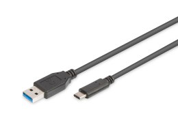 Kabel USB 3.0 DIGITUS SuperSpeed Typ USB A/USB C M/M czarny 1m Digitus