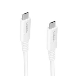 Kabel USB 4 Gen3x2 LogiLink CU0180 USB-C - USB-C, M/M, biały, 0,8m LogiLink