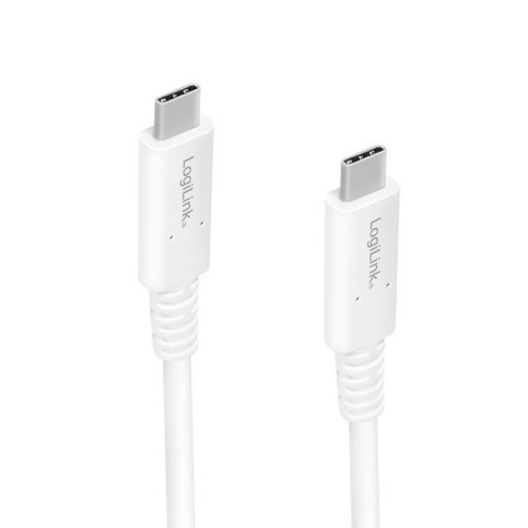 Kabel USB 4 Gen3x2 LogiLink CU0180 USB-C - USB-C, M/M, biały, 0,8m LogiLink Kabel USB 4 Gen3x2 LogiLink CU0180 USB-C - USB-C, M/M, biały, 0,8m LogiLink