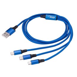 Kabel USB Akyga AK-USB-27 USB A (m) / micro USB B (m) / USB type C (m) / Lightning (m) 1.2m AKYGA