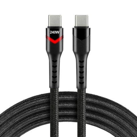 Kabel USB-C -> USB-C everActive CBB-1PDRS 1m 240W RGB LED czarny Everactive Kabel USB-C -> USB-C everActive CBB-1PDRS 1m 240W RGB LED czarny Everactive