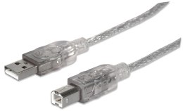 Kabel USB Manhattan USB 2.0 A-B M/M, 3m, srebrny Manhattan