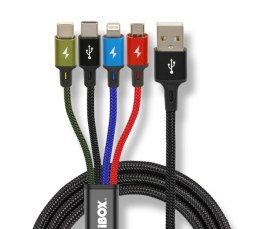 Kabel USB iBOX multi 4w1: 2x USB-C, micro USB, Ligtning - kolorowy IBOX